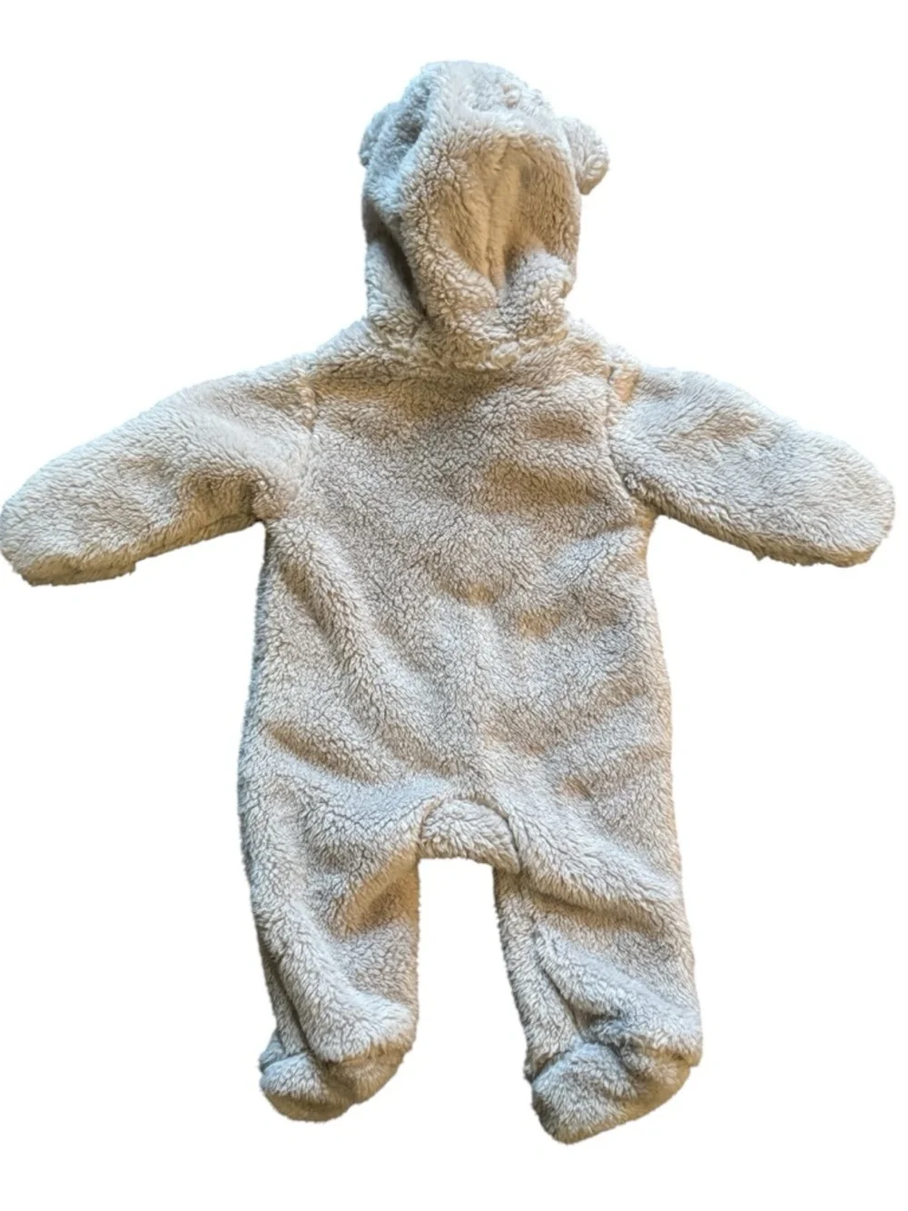 Cozy Teddy Fleece One-Piece in Light Gray - Baby Snowsuit 3 months